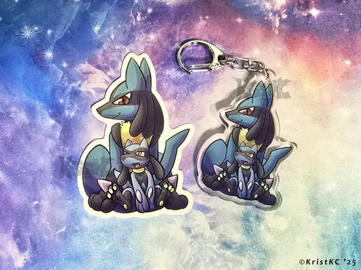 Lucario &amp; Rilou Sticker &amp; Keychain